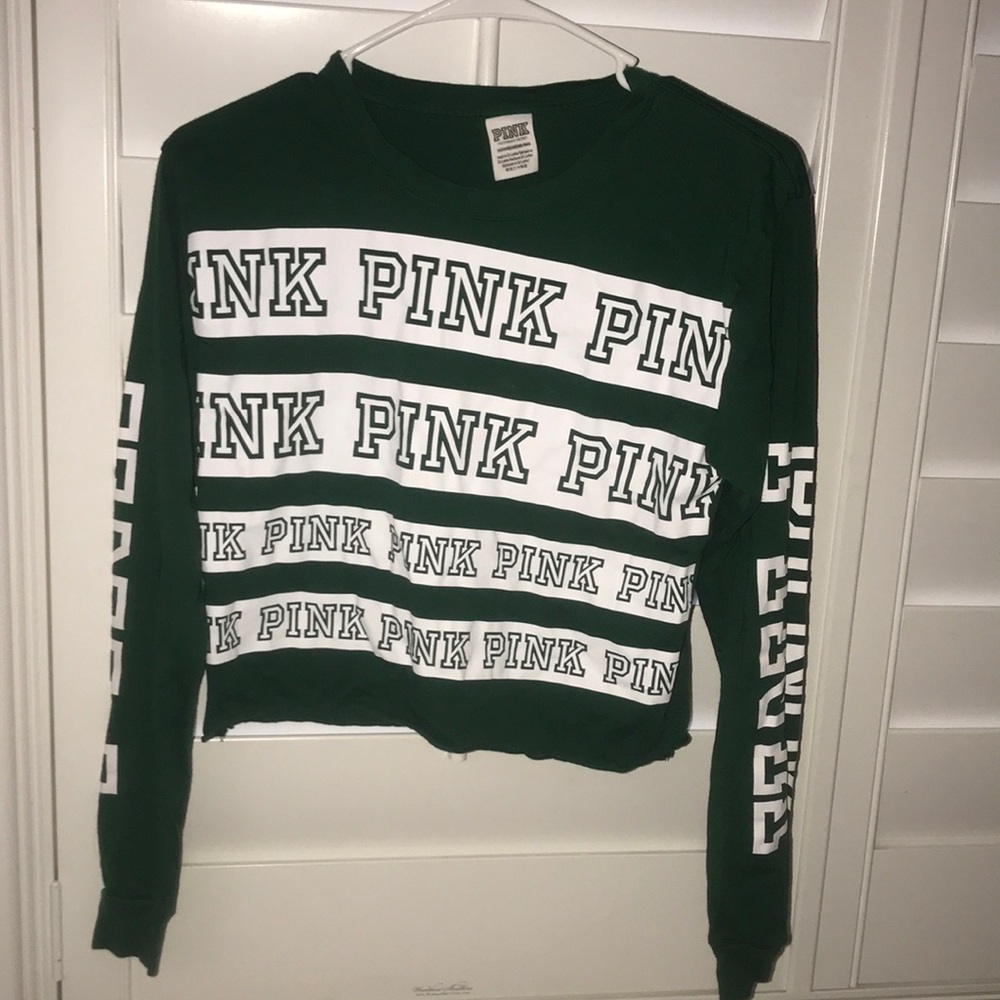VS PINK GREEN CROPPED LONG SLEEVE